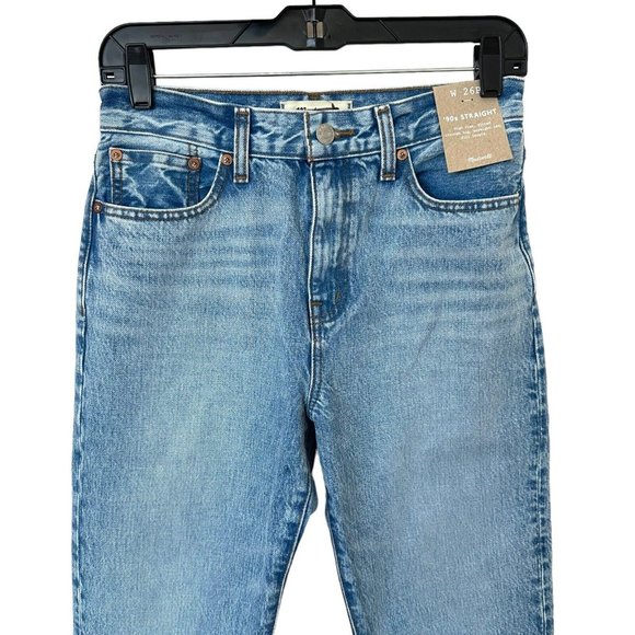 Madewell Petite '90s Straight Jean Womens 26P Blue Mercer Wash READ High Rise - Picture 4 of 16